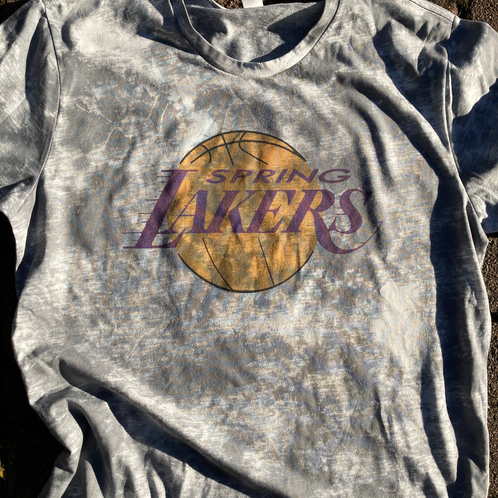 Spring Lakers gold tie dye shirt