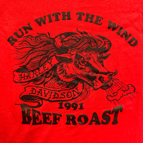 Vintage 1991 Harley Davidson Beef Roast tshirt for sale