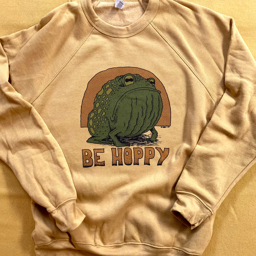 Be Hoppy mustard crewneck sweatshirt