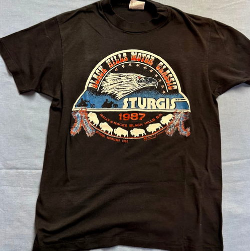 Vintage 1987 Sturgis biker shirt for sale Black Hills MotorClassic rally and races South Dakota motorcycle tee