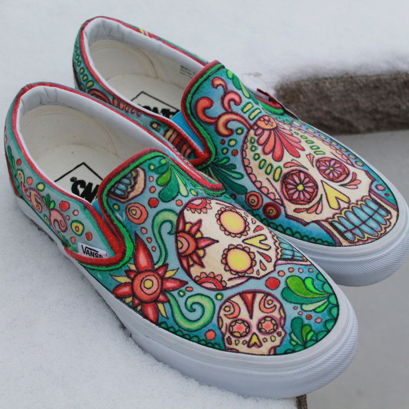 Women’s slip-on good canvas shoes in Dia de los Muertos