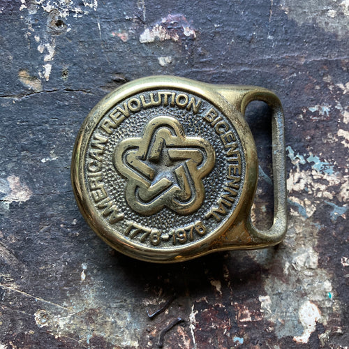 1976 Brass American Revolution Bicentennial belt buckle