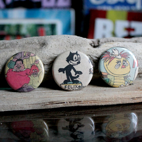 Saturday Morning Cartoon pinback button set - RadCakes Shirt Printing