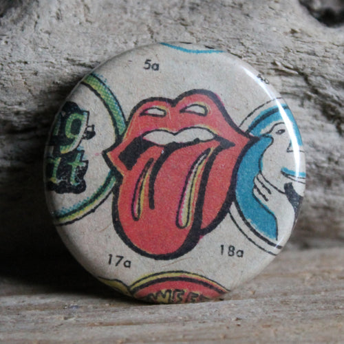 Rolling Stones pinback button from an old comic book