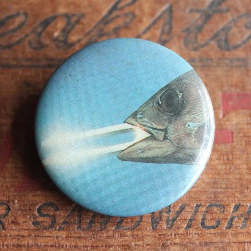 Laser Fish pinback button - RadCakes Shirt Printing