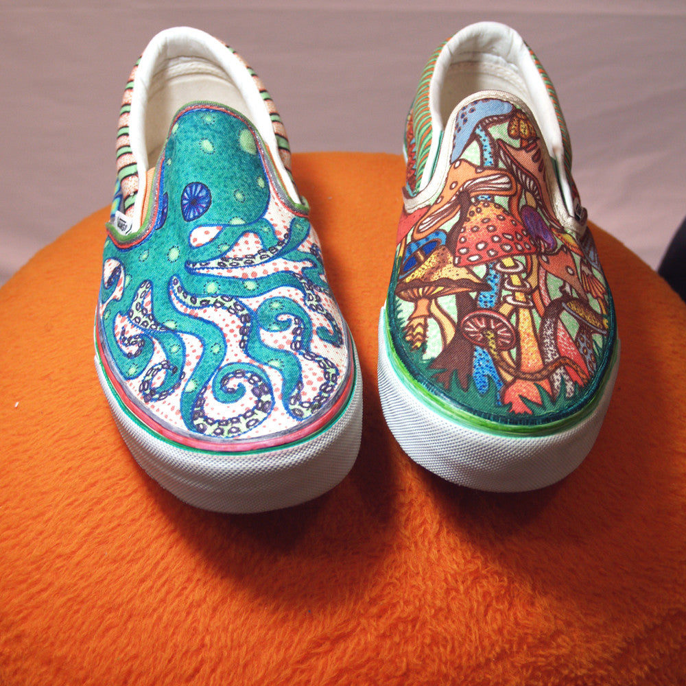 Mermaid themed custom Vans Slip On Sneakers – RAD Shirts Custom Printing